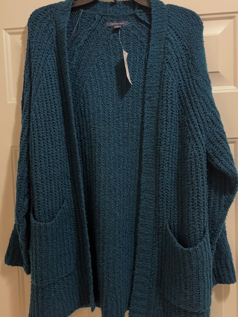 American Eagle Outfitters Teal Chunky Open-Front Cardigan XS/S